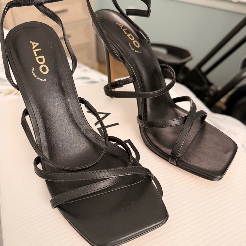 Aldo Elegant Black Strappy Heels